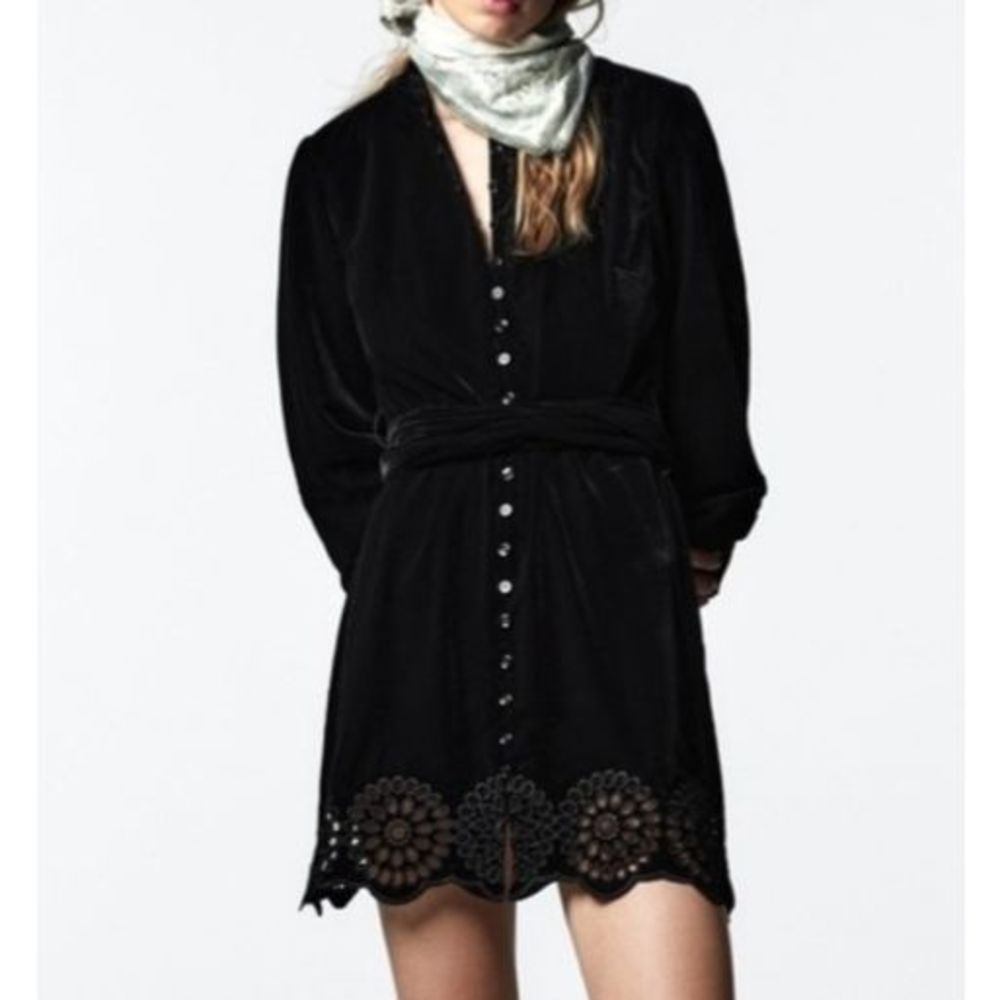 Zara Black Velvet Dress NWT